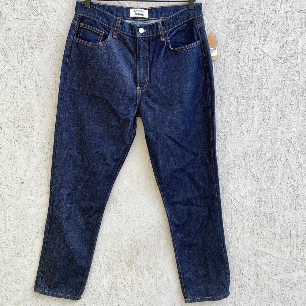 NWT Reformation Julia High Rise Cigarette Leg Jeans Sz 30 Indigo Blue